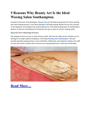 5 Reasons Why Beauty Art Is the Ideal Waxing Salon Southampton