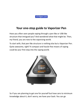Your one-stop guide to Vaporizer Pen