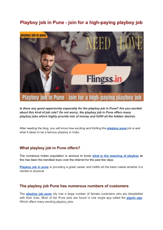 Playboy job in Pune - join for a high-paying playboy job
