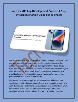 Learn the iOS App Development Process