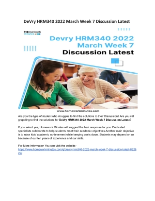 Devry HRM340 2022 March Week 7 Discussion Latest