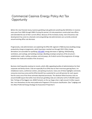 Commercial Casinos Energy Policy Act Tax Opportunity