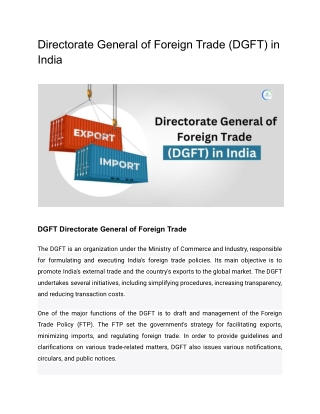 Directorate General of Foreign Trade (DGFT) in India