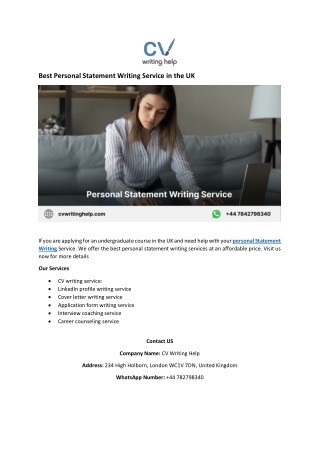 Best Personal Statement Writing Service in the UK