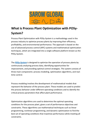 Process Plant Optimization with POSy