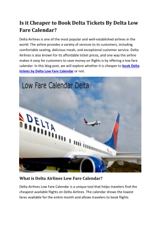 Is it Cheaper to Book Delta Tickets By Delta Low Fare Calendar