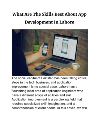 What Are The Skills Best About App Development In Lahore