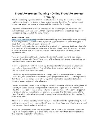 Fraud Awareness Training - Online Fraud Awareness Training