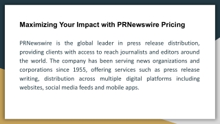 Maximizing Your Impact with PRNewswire Pricing