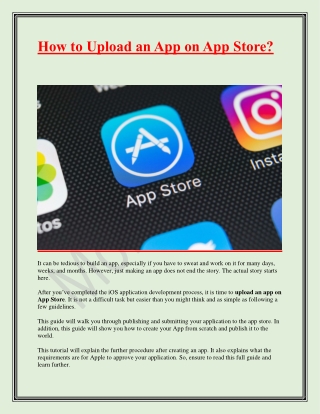 How to Upload an App on App Store