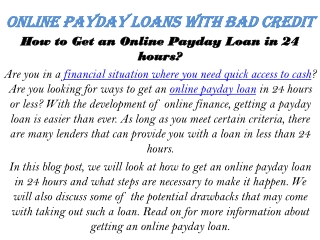 online payday loans with bad credit