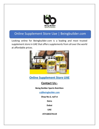 Online Supplement Store Uae | Beingbuilder.com