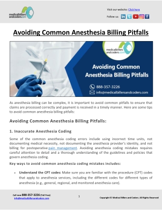 Avoiding Common Anesthesia Billing Pitfalls