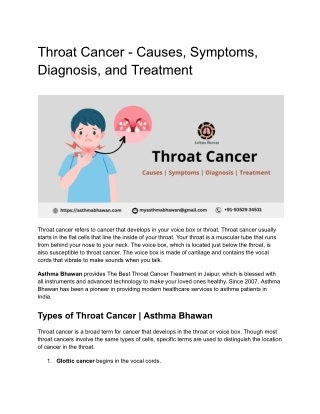 Throat Cancer - Causes, Symptoms, Diagnosis, and Treatment