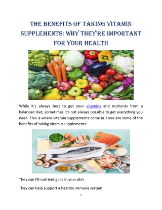 The Benefits of Taking Vitamin Supplements