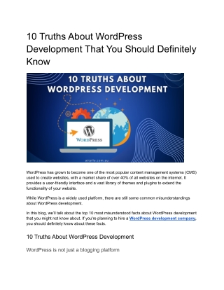 10 Truths About WordPress Development That You Should Definitely Know