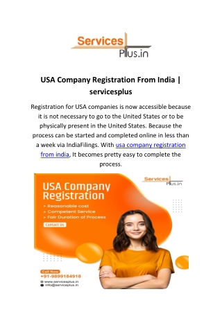 USA Company Registration From India | servicesplus