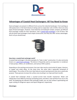Advantages of Coaxial Heat Exchangers- All You Need to Know