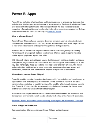 Power BI Apps