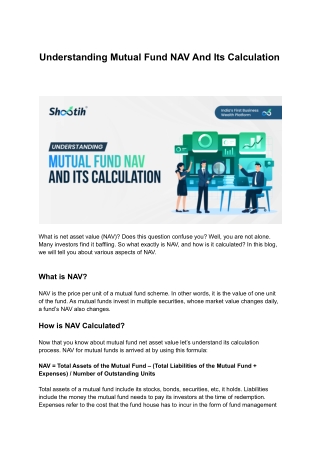 Understanding Mutual Fund NAV And Its Calculation