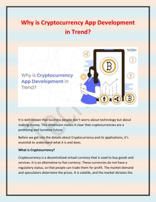 Why is Cryptocurrency App Development in Trend