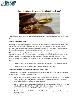 What Constitutes Contempt Of Court in UAE Family Law?