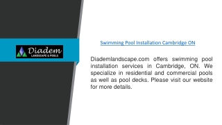 Swimming Pool Installation Cambridge ON