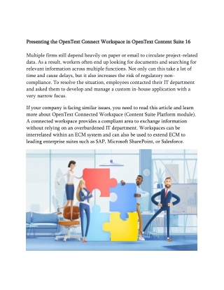 Presenting the OpenText Connect Workspace in OpenText Content Suite 16