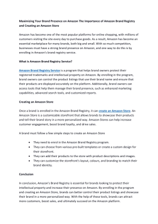 Maximizing Your Brand Presence on Amazon The Importance of Amazon Brand Registry and Creating an Amazon Store