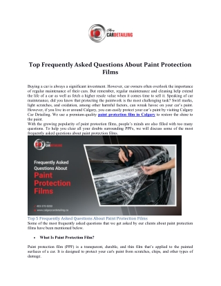Top Frequently Asked Questions About Paint Protection Films