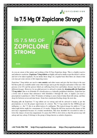 Is 7.5 Mg Of Zopiclone Strong?