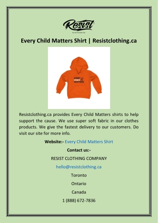 Every Child Matters Shirt  Resistclothing.ca