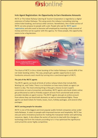 Irctc Agent Registration: An Opportunity to Earn Handsome Amounts