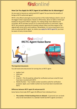 How Can You Apply for IRCTC Agent Id and What Are Its Advantages?