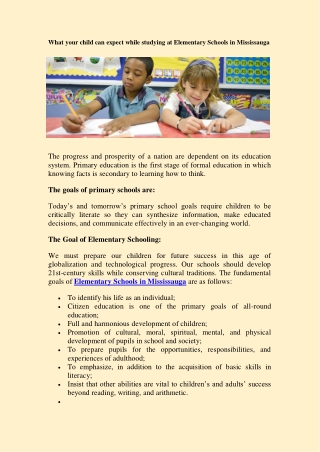 What to Expect from an Elementary School in Mississauga?