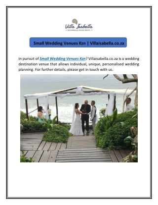 Small Wedding Venues Kzn | Villaisabella.co.za