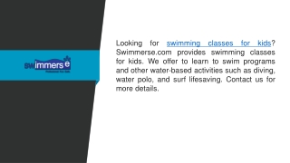 Swimming Classes for Kids  Swimmerse.com