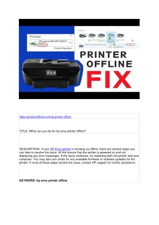 What can you do for hp envy printer offline?