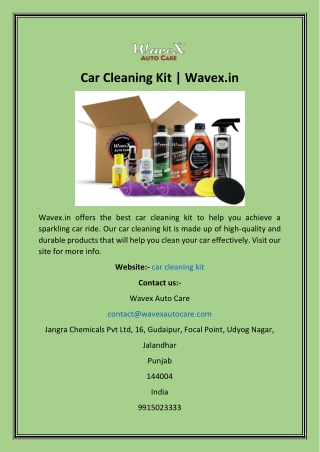 Car Cleaning Kit  Wavex.in