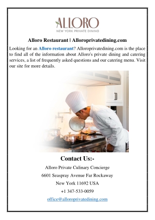 Alloro Restaurant | Alloroprivatedining.com