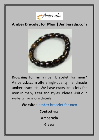 Amber Bracelet for Men  Amberada