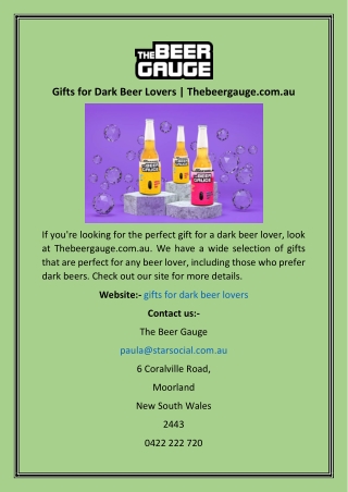 Gifts for Dark Beer Lovers  Thebeergauge.com