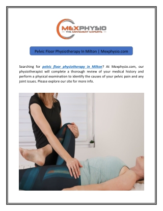 Pelvic Floor Physiotherapy In Milton | Mexphysio.com