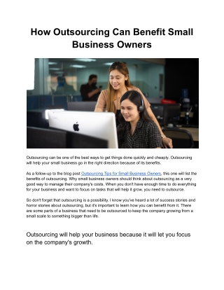 How Outsourcing Can Benefit Small Business Owners