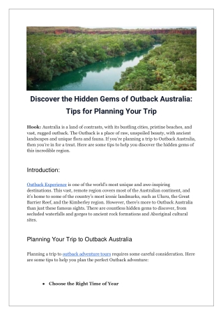 Discover the Hidden Gems of Outback Australia_ Tips for Planning Your Trip