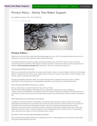 Privacy Policy – Family Tree Maker Support