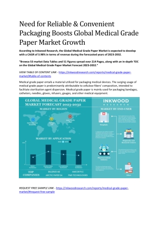 Global Medical Grade Paper Market | Global Opportunities