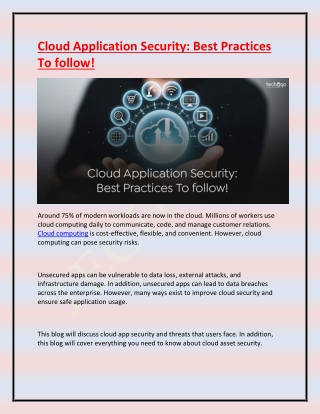 Cloud Application Security Best Practices To follow