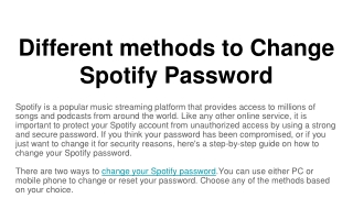 Different methods to Change Spotify Password