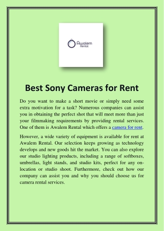 Best Sony Cameras for Rent